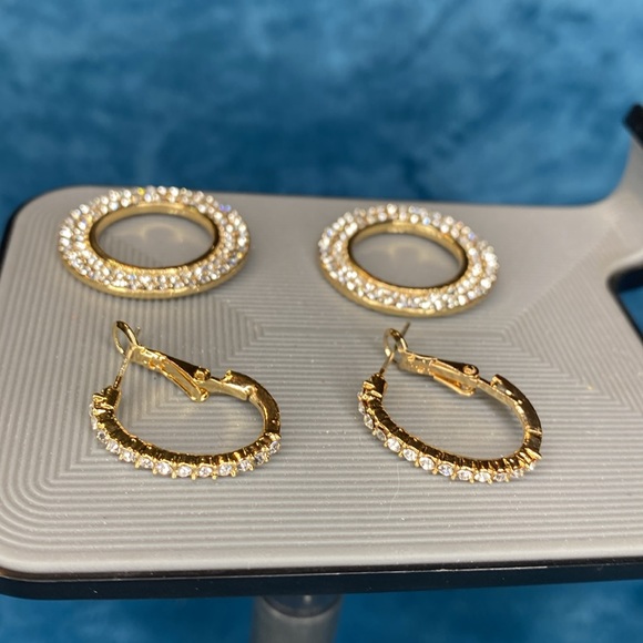 Gold and rhinestone hoop earrings - Picture 5 of 6